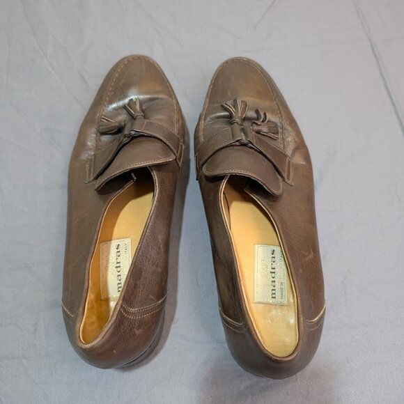 Madras Made in Italy Brown Leather Tassel Loafers Men Size 11 - Picture 5 of 13